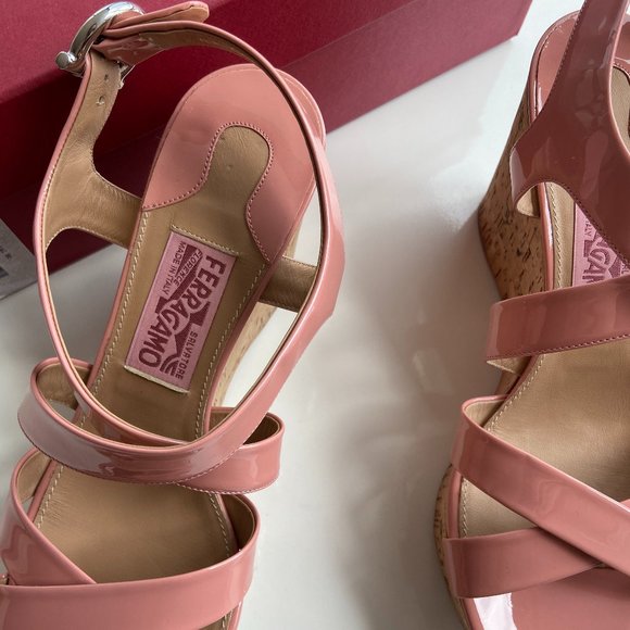 Salvatore Ferragamo Women Persy Wedges Sandal 9.5C - Picture 3 of 6